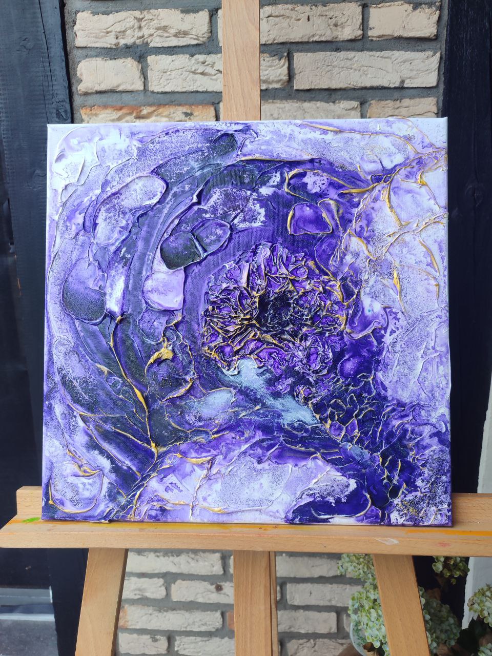 Abstraktes Diptychon in Grün und Schwarz mit strukturierter 3D-Paste